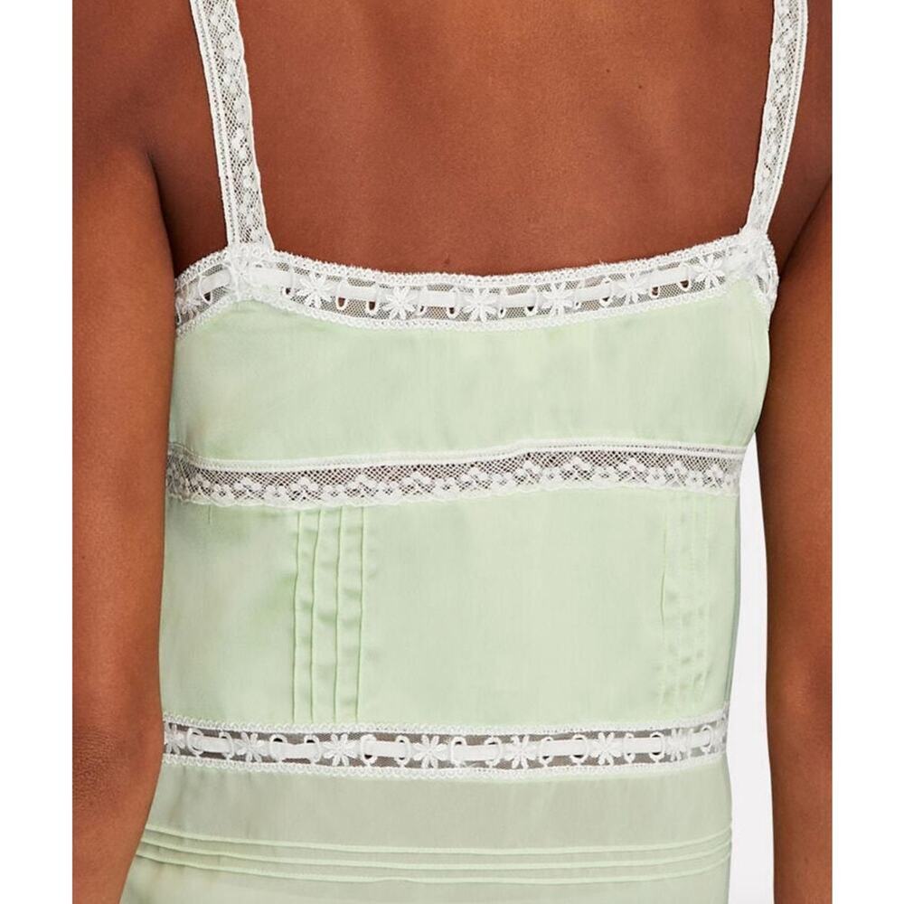 LoveShackFancy Sunny Lace Trimmed Pintucked Camisole light green XL - Picture 5 of 9